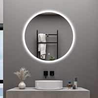 AICA Specchio da bagno 80 x 80 cm, 3 colori, antiappannamento, dimmerabile, interruttore touch, Funzione Memoria