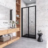 185 cm Box Doccia per Nicchia Porta a Soffietto Vetro Temperato 5 mm Trasparente  Profilo Nero Opaco 70 cm