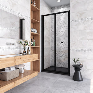 185 cm Box Doccia per Nicchia Porta a Soffietto Vetro Temperato 5 mm Trasparente  Profilo Nero Opaco 70 cm