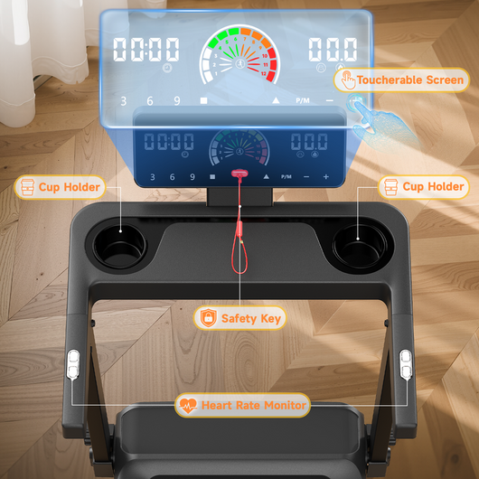 Tapis roulant pieghevole 3 in 1 RATTANTREE, tapis roulant elettrico per la casa con display LCD, tapis roulant compatto e portatile sotto la scrivania