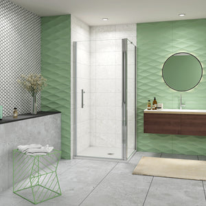 H.195 cm Box Doccia Angolare Porta Battente 76 cm Parete Fissa 80 cm Vetro 6mm Anticalcare Barra da 45 cm Cromo Lucido