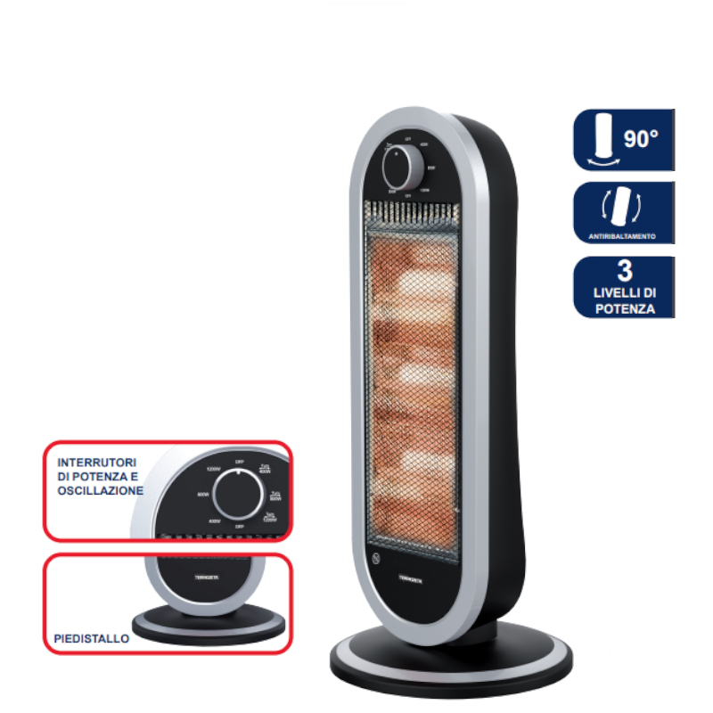 Stufa Elettrica Basso Consumo Radiante TERMOZETA tzr08 Calorifero ad Infrarossi