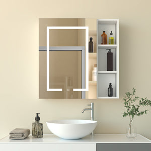 Mobiletto Specchiera Pensile da Bagno 50x70 cm, Bianco
