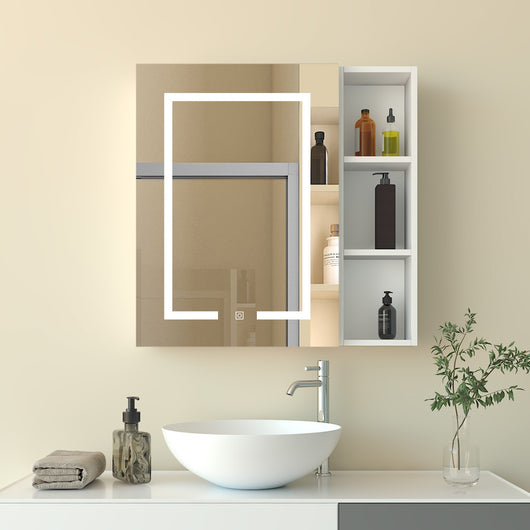 Mobiletto Specchiera Pensile da Bagno 50x70 cm, Bianco