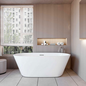 Vasca da Bagno a Isola Freestanding in Acrilico da 170x80x58 cm, Colore Bianco, Forma Ovale