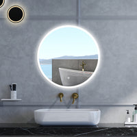 Specchio da bagno Rotondo con 100cm,3 colori,Memoria, Antifog,Regorabile,Retroilluminato,doppio interruttore,