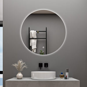 AICA Specchio da bagno 80 x 80 cm, antiappannamento, dimmerabile, interruttore touch, Funzione Memoria