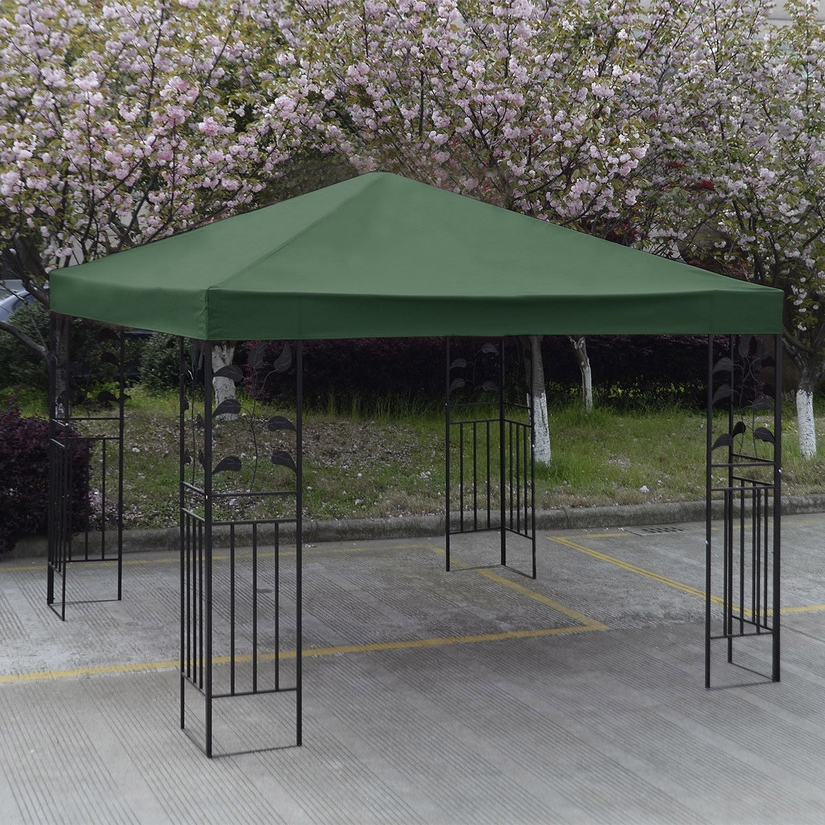 Telo Tetto ricambio per gazebo da sole 3x3m, Tessuto copertura superiore per gazebo Verde-Gazebo
