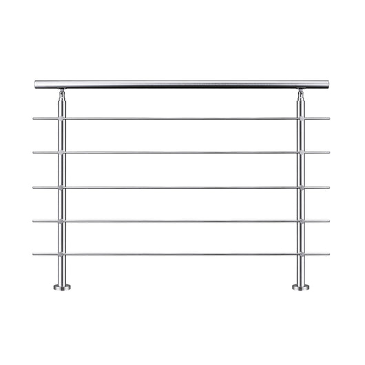 Balaustra Corrimano Ringhiera in acciaio inox spazzolato 150x106cm per interni ed esterni 5 barre trasversali