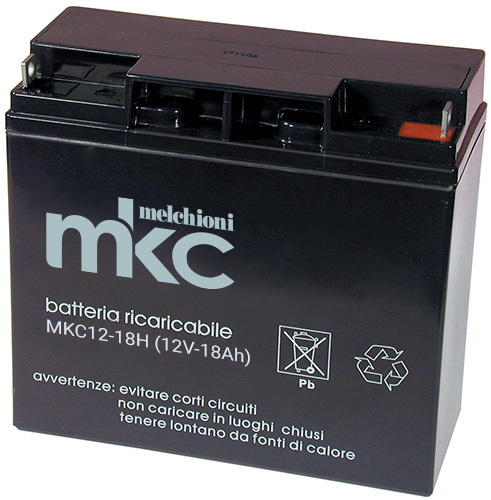 MKC Batteria ermetica VRLA AGM al piombo ricaricabile 12V 18Ah terminale t3 491460208 167.50 X 181.50 X 77 mm luci emergenza segnaletica sicurezza sistemi di allarme UPS guruppi di continuità veicoli per bambini