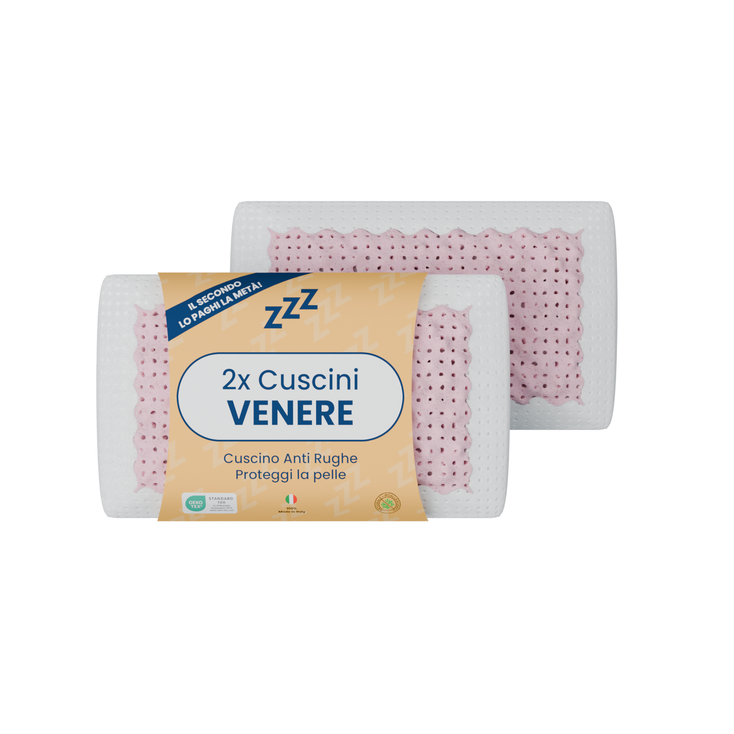 Coppia | Cuscino AntiRughe - Proteggi la Pelle - Venere - 12x42x12cm