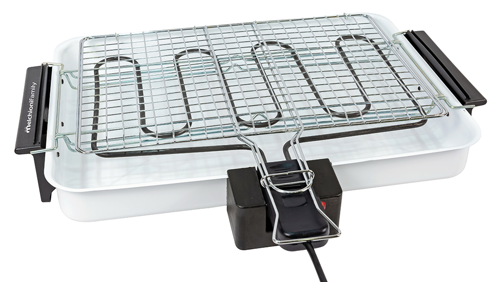 Melchioni Family SPIEDINA MAXI, Griglia Elettrica Grande, Doppia Griglia, Bistecchiera Elettrica, Barbecue e Grill da Tavolo, Senza Fumo, Smontabile e Lavabile
