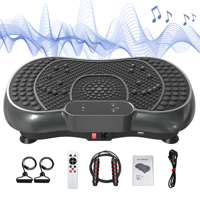 Pedana Vibrante con Bluetooth e Bande Elastiche - 1-99 Velocità - RATTANTREE - Modellamento Gambe/Glutei, Massaggio Casa