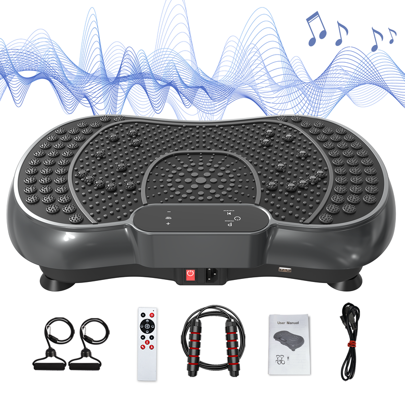 Pedana Vibrante con Bluetooth e Bande Elastiche - 1-99 Velocità - RATTANTREE - Modellamento Gambe/Glutei, Massaggio Casa