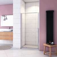 185 cm Box Doccia per Nicchia Porta Girevole Battente Vetro Temperato 5 mm Trasparente  Profili Cromati Lucidi Misura 76 cm