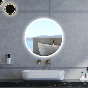 Specchio da bagno Rotondo con 80cm,Blue tooth,3 colori,Memoria, Antifog,Regorabile,Retroilluminato,doppio interruttore,