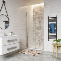 120x195 cm Porta Doccia Per Nicchia Battente e Pieghevole a Libro In Vetro Temperato Trasparente Anticalcare Da 6 mm