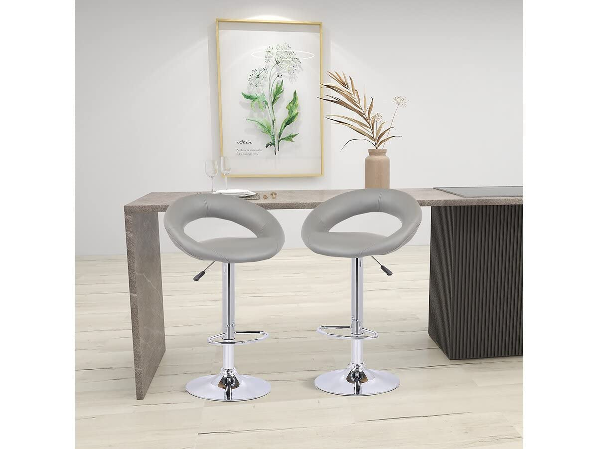 Sgabelli da Bar Set 2 Grigio Altezza Regolabile Metallo e PU Habitat et Jardin