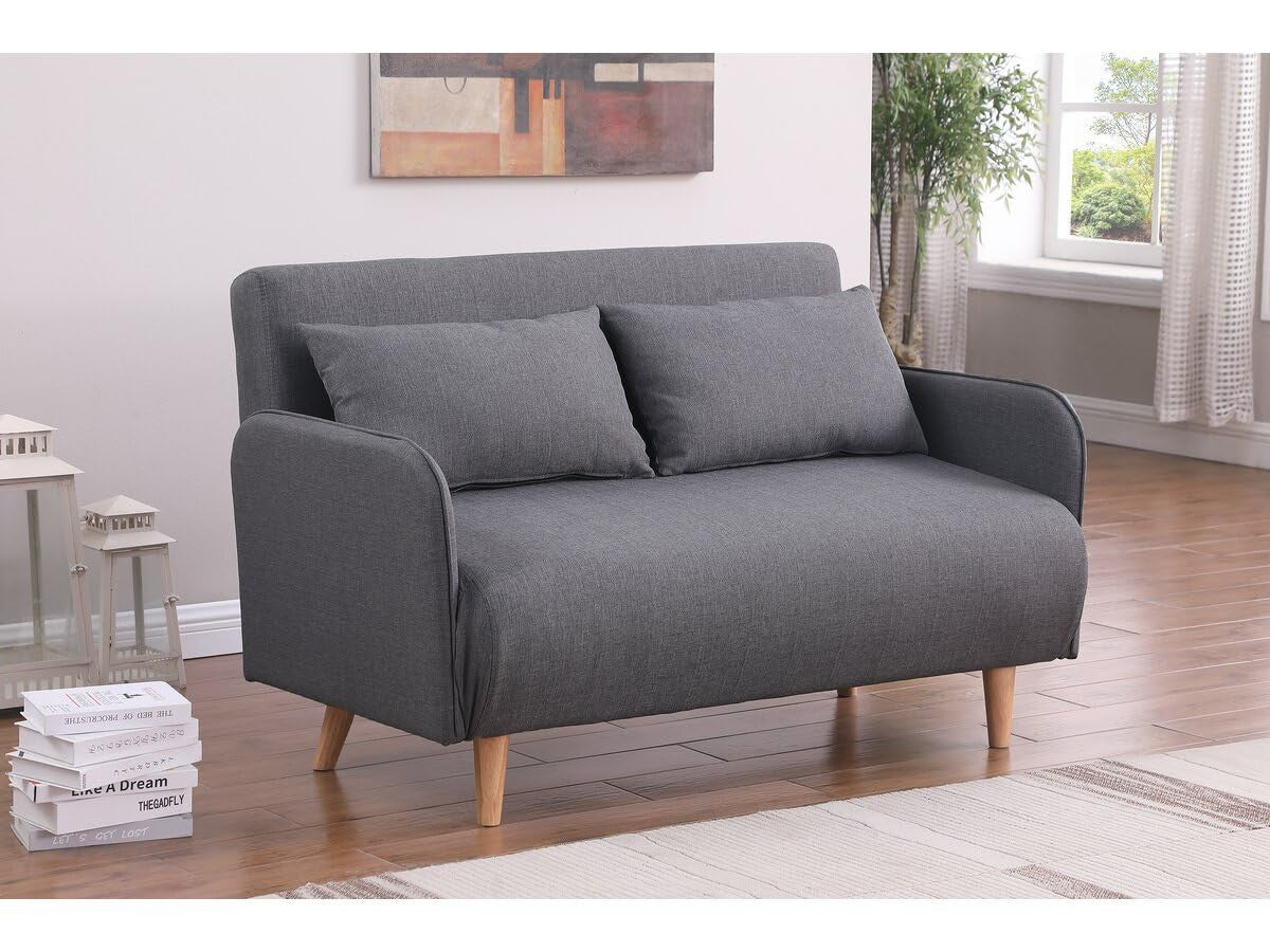 Divano Letto Pieghevole 2 Posti Grigio Convertibile 140cm Habitat et Jardin