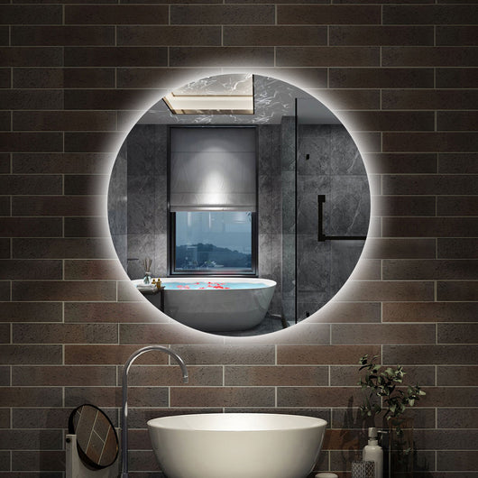 Specchio bagno Rotondo 90 cm con led. Dimmerabile + Touch Control + Bordo non sabbiato + IP44