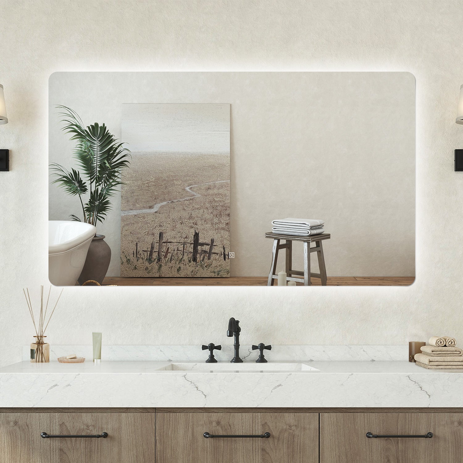 Specchio bagno Rettangolare 120x70cm Retroilluminato Con Led, Design Moderno + Antiappannamento