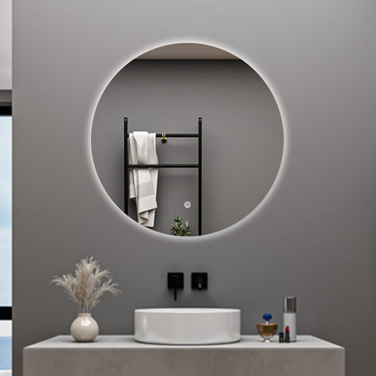 AICA Specchio da bagno 90 x 90 cm, antiappannamento, dimmerabile, interruttore touch, Funzione Memoria