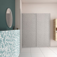 H.210 cm Pannello Doccia ad Angolo 120x120x120 cm Realizzato in Alluminio da 3 mm con Profili Finitura Grigio Cemento per Rivestimento Parete Bagno