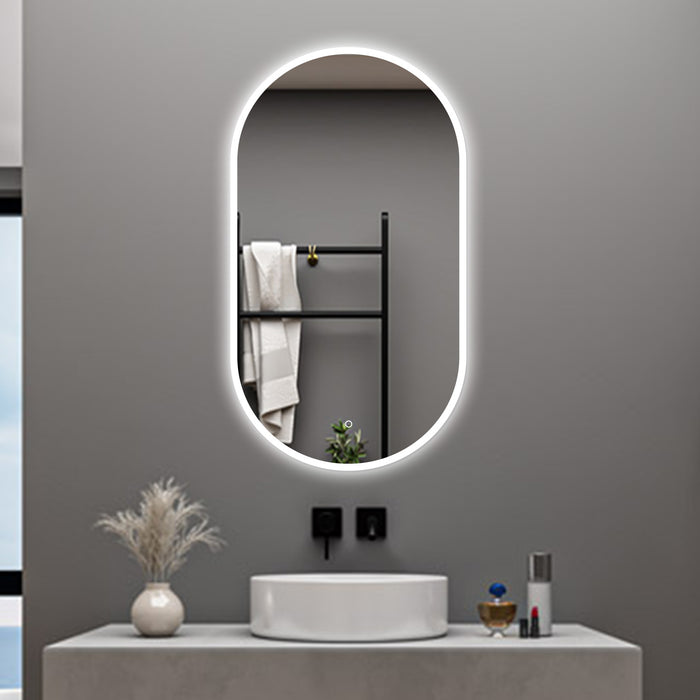 AICA Specchio da bagno 50 x 90 cm, dimmerabile£¬interruttore touch£¬ Funzione Memoria, antiappannamento