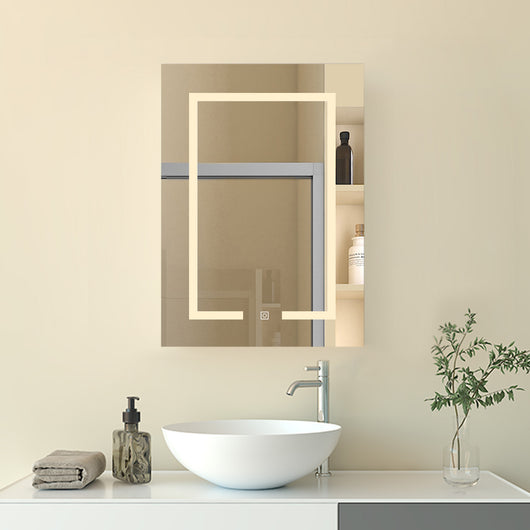 Mobiletto Specchiera Pensile da Bagno 50x70 cm, Bianco