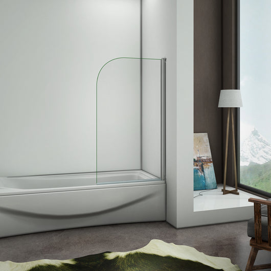 70x130 cm Sopravasca Parete Per Vasca Girevole 180 Gradi in Vetro Temperato 5mm Trasparente Telaio Cromo Lucido