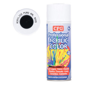 spray vernice acrilica professionale NERO OPACO RAL9005 400ml CFG rapida spry