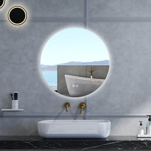 Specchio da bagno Rotondo con 100cm,3 colori,Memoria, Antifog,Regorabile,Retroilluminato,doppio interruttore,