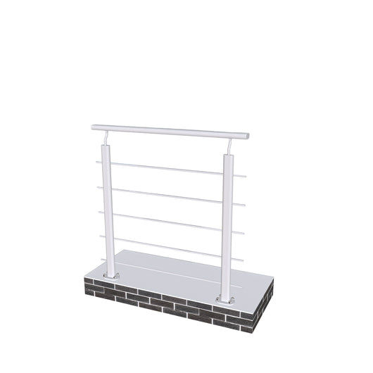 Ringhiera Parapetto in Alluminio Argento Opaco 100x100cm per interni ed esterni a Fissaggio a Pavimento