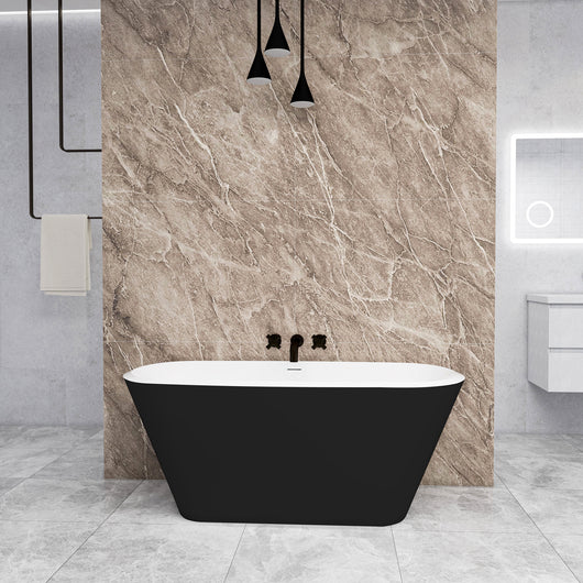 Vasca da Bagno a Isola 150x72x60 cm Vasca da Bagno Freestanding in Acrilico Nero Ovale