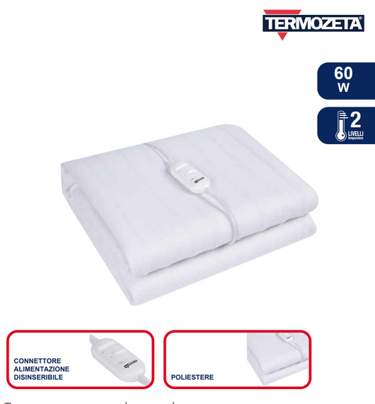 Coperta Termica Elettrica Letto Singolo Scaldaletto Termocoperta Scaldasonno 60w