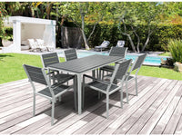 Habitat et Jardin Tavolo Giardino 156x78x74cm Grigio Metallo Plastica Rettangolare