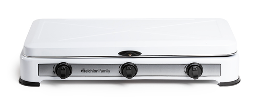 Melchioni Family Minerva 3 Fornello a Gas 3 Fuochi Struttura in Acciaio Smaltato Griglia e Fuochi Removibili Regolazione Fiamma Potenza 2.9Kw