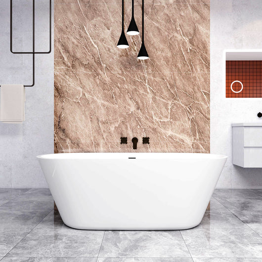 Vasca da Bagno a Isola 170x80x58 cm Vasca da Bagno Freestanding in Acrilico Bianco Ovale