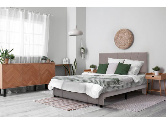 Letto Matrimoniale 140x190 Velluto Beige con Cassetto Habitat et Jardin