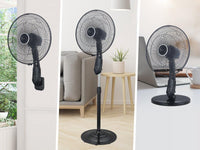 Daewoo Ventilatore a Piantana 40 cm Nero 55W 3 Velocità Oscillante DW-DI-40HVF-3P2