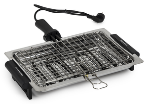 Melchioni Family | Griglia Elettrica Singola e Doppia Apribile, SPIEDINA, 1600W, Nero/Acciaio, Griglia in Acciaio Inox per Alimenti, con Dispositivo di Sicurezza, Dimensioni 24x36cm