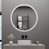 AICA Specchio da bagno 60 x 60 cm, 3 colori, antiappannamento, dimmerabile, interruttore touch, Funzione Memoria