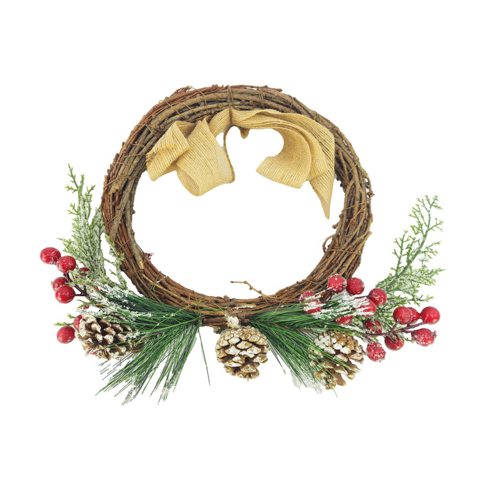 Ghirlanda natalizia con bacche e pigne cm 30