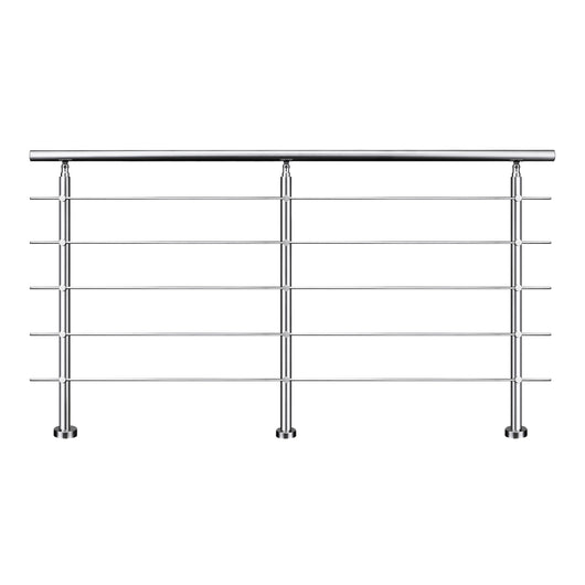 Ringhiera Balaustra Corrimano in acciaio inox spazzolato 220x106cm per interni ed esterni 5 barre trasversali