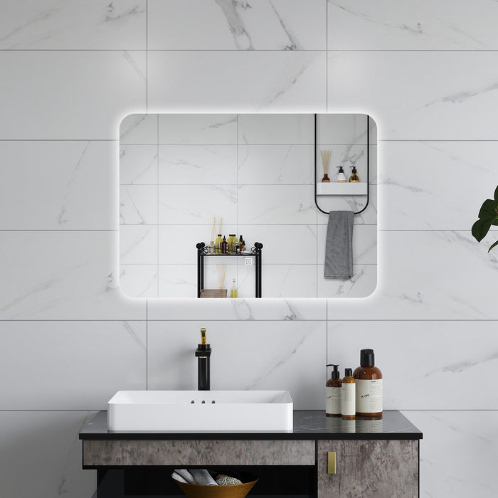 AICA Specchio da bagno 50 x 70 cm, dimmerabile, interruttore touch, Funzione Memoria