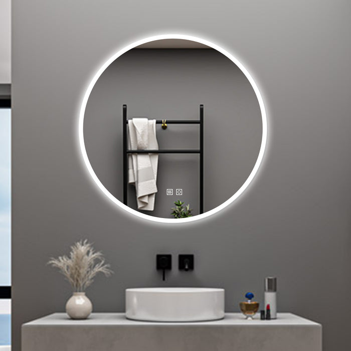 AICA Specchio da bagno 80 x 80 cm, 3 colori, antiappannamento, dimmerabile, interruttore touch, Funzione Memoria