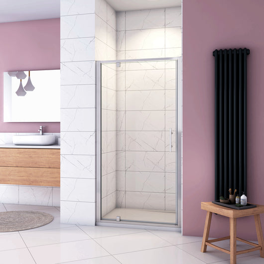 185 cm Box Doccia per Nicchia Porta Girevole Battente Vetro Temperato 5 mm Trasparente  Profili Cromati Lucidi Misura 80 cm