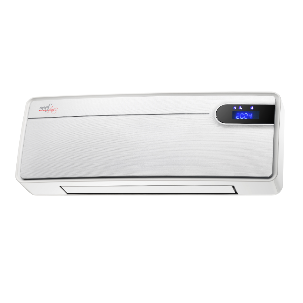 Melchioni Family Termoventilatore da parete warmy wall PTC con oscillazione sicurezza bambini telecomando timer display 2000W