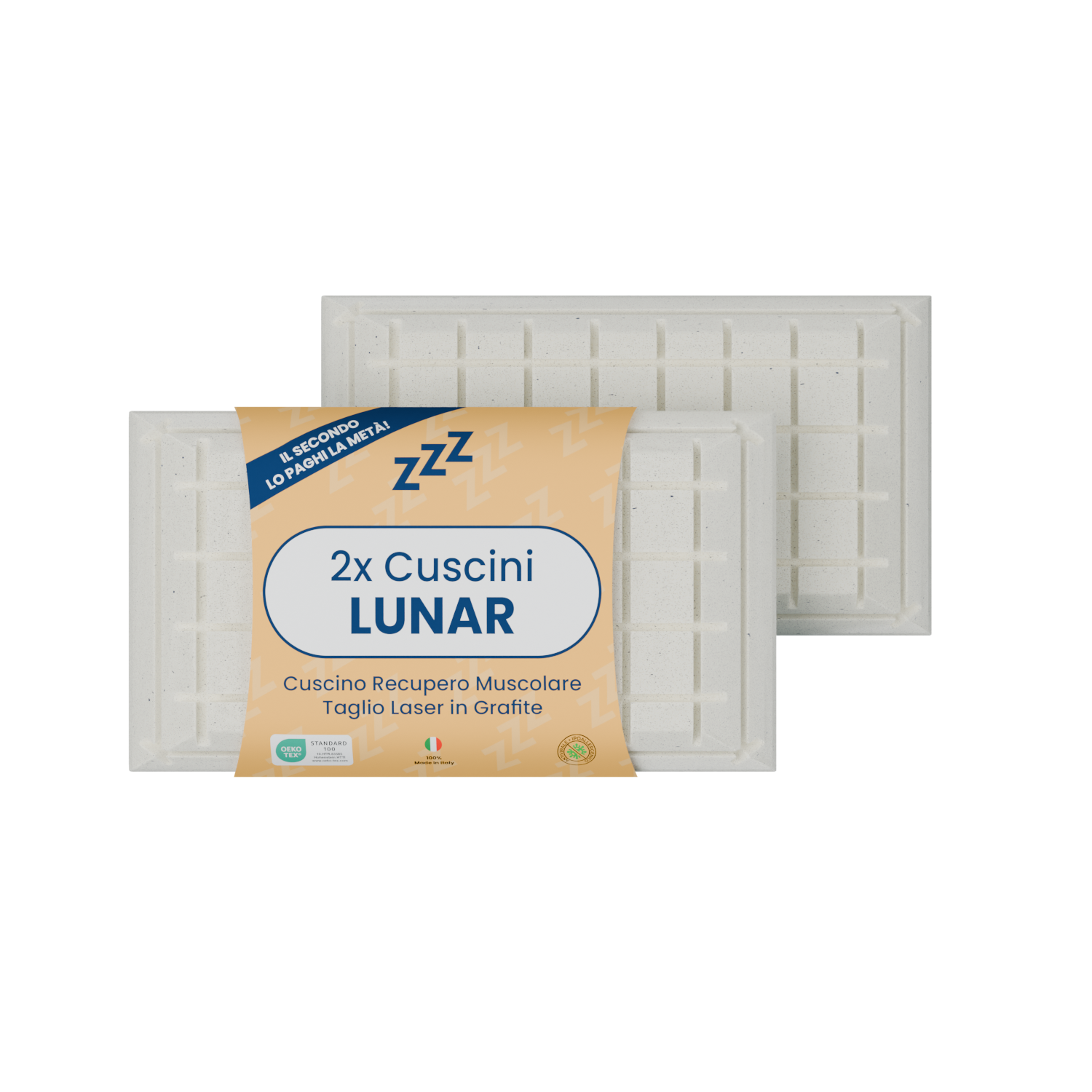 Coppia | Cuscino per recupero muscolare a taglio laser in grafite - Lunar - 72x42x16cm
