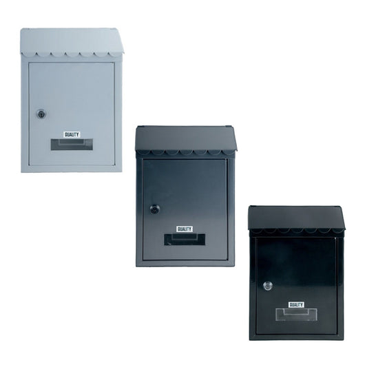 CASSETTA POSTALE ESTERNO A PARETE BUCA LETTERE IN FERRO TETTO CHIAVE 30x21x7cm MOD. LOUVRE QUALITY COL. GRIGIO